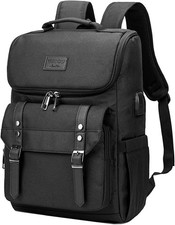 YALUNDISI Vintage Backpack Travel Laptop Backpack Fits 15.6 Inch Laptop Black picture