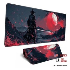 Black Desk Mat Japanese Samurai Mouse Pad XL Red Anime Big Mousepad Pattern 12 picture