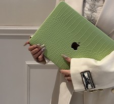 Grass Green Crocodile Pattern Protective Case Cover For Apple MacBook Pro Air picture
