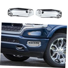 Front Bumper Fog Light Protector Cover Compatible with RAM 1500 2019 Chrome picture