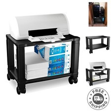 Compact 2-Tier Printer Stand with Locking Wheels for Efficient Office Storage picture