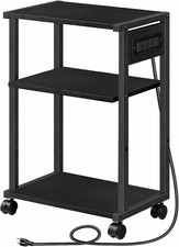 Industrial Printer Stand with Charging Station, 3-Tier Printer Table, Rolling picture