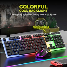 LED Backlit Keyboard & Mouse- Mechanical Feel Gaming Combo for Desktop Computers picture