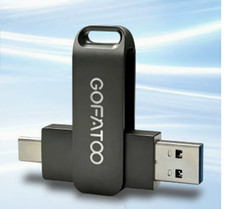 GOFATOO USB 3.2 Gen1 Flash Drive Type-C & USB-A, 460MB/s 256GB Black 2-in-1 picture