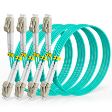 OM3 LC‑UPC to LC‑UPC Duplex Fiber Patch Cable - 3m (4 Pack) Aqua LSZH | ALVIRON picture