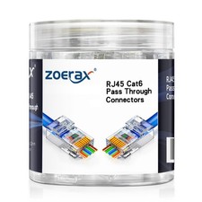 ZOERAX 100-Pack RJ45 Cat6 Pass Through Connector 100-Pack, Transparent  picture