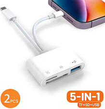2 Pcs 5-in-1 USB 3.0 Card Reader Lightning Type C SD TF Adapter For iPhone iPad picture