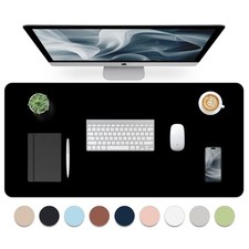 Black Leather Desk Pad, Large Mouse Pad 35.4×17 Inches, Waterproof Office Des... picture