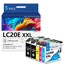 LC20EXXL High Yield Ink Cartridge Set, (2Black, 1Cyan, 1Magenta, 1Yellow) 5Pack picture