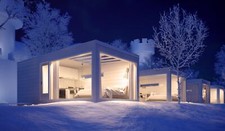 Landscape modern architecture nature winter snow night Custom Gaming Mat Desk picture