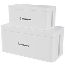 Cable Management Box 2 Pack White Power Strip Cover Cord Hider Box Organizer picture