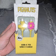 Peanuts Durable USB-C to USB-C Cable 4 ft Yellow Universal Compatibility picture