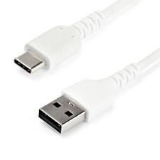 StarTech RUSB2AC1MW 3Ft (1M) USB A to USB C Fast Charge Cable Rugged Cord White picture