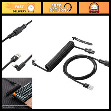 Custom Coiled USB C Cable for Gaming Keyboard, 1.5M Type C Angled, Classic Black picture