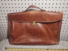 Vintage BOTTEGA VENETA Genuine Italian Leather Laptop Messenger Bag Cognac picture