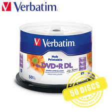Verbatim DVD+R DL 8.5GB 8x Blank DVD Dual Layer Disc 8.5 GB Printable - 50 Discs picture