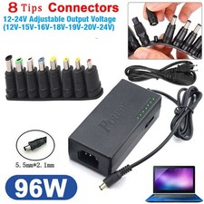 96W Universal Laptop Charger Adapter For Notebook Adjustable Power Supply 8 Tips picture