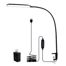 8W LED Desk Lamp with Long Gooseneck and USB Cable, 800LM Pure Black picture