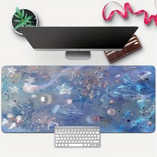 1pc Ocean World Pattern Large Mouse Pad with Stitched Edges, Durable Rubber Ma picture