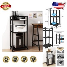 Modern 3-Tier Printer Stand, Adjustable Shelves, Portable Rolling Cart picture
