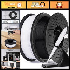 High-Speed 1.75mm PETG 3D Printer Filament Bundle, 2KG Black & White, Durable & picture