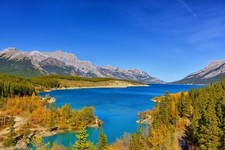 Landscape lake mountains alberta fall nature Custom Gaming Mat Desk picture