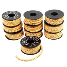 10 Pcs Yellow Flexible PVC Number 0-9 Print 1.5mm2 Wire Cable Markers Tag picture