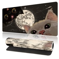 1pc Large Gaming Mouse Pad And Keyboard Rest - Cute Cat Pattern, Non-Slip Rubb picture