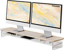 42.5 Inch Dual Monitor Stand with Acrylic Legs and Steel Support Modern Office picture
