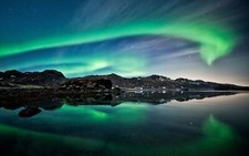 Landscape nature aurorae night reflection water iceland Custom Gaming Mat Desk picture