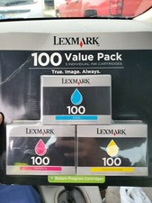 Lexmark 100 Value Pack 3-Ink Cartridges Cyan, Magenta, & Yellow SEALED Expired picture