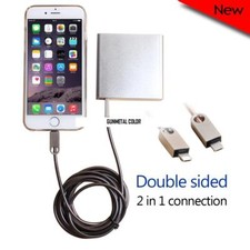 2 in 1 Micro USB Stainless Steel Cord Charging Cable Iphone Samsung Android  picture