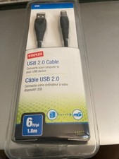 NEW USB 2.0 Cable 6 ft/pi 1.8m 480 Mbps Connects Computer To USB Device Black picture