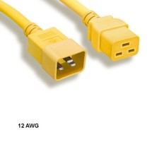 LOT 10pcs Yellow 2ft 12AWG Color Power Cable IEC60320 C19 to IEC320 C20 20A/250V picture