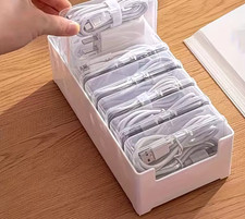 Cable Organizer Box Clear Cord Storage Management Desktop Wire Case Holder 12Pcs picture