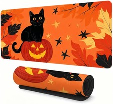Halloween Black Cat Gaming Mouse Pad, Extended Desk Mat, 31.5 x 11.8 Inches picture