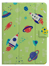 Kids Green Space Rockets Themed Universal  Tablet Case Fits  7-11 Inches NEW picture
