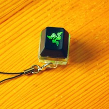 Razer Green Switch Tester Sampler Translucent Black Logo Keycaps Key Chain picture