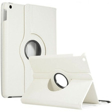 Leather Flip Rotating Portfolio Stand Case Cover WHITE for iPad 5/iPad 6 9.7