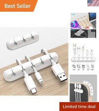 Eco-Friendly White Cable Clips - 2 Pack Self-Adhesive Organizer for a Tidy Space picture