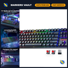 Wireless Mechanical Gaming Keyboard, Tri-Mode BT/2.4GHz, 87 Keys TKL, RGB Backli picture