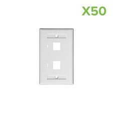 50 X 2-Port Keystone Jack RJ45 CAT Network Faceplate Wall Plate- White w/Windows picture