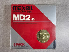 Maxell MD2-D Mini-Floppy Disk 5.25 15 Pack Plastic Case New Sealed Vintage 💾 picture