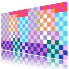 Colorful Pastel Checkerboard Mouse Desk Pad for Keyboard Desk Mat 31.5x15.7 inch picture