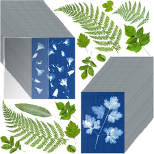 60 Sheets Sun Print Paper Cyanotype Paper Kit, A6 Sun Art Paper with 1 Acrylic B picture