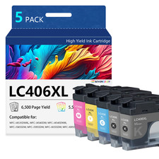 LC406XL High Yield Ink Cartridges Compatible for Brother 406XL, 5Pack(2K/CMY) picture