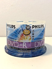 50 PHILIPS DVD-R Discs  4.7GB  16X Speed  120 Minutes  Sealed Spool Case picture