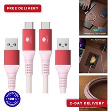 CONMDEX USB A to USB-C Cable 3ft 2-Pack 10Gbps Braided Red picture