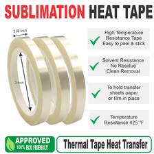 3 Roll Heat Tape Resistant Sublimation, DTF  Thermal Tape 1/4 Inch X 108 Foot picture