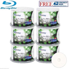 300 Pack SmartBuy BD-R 6X 25GB Blu-ray White Inkjet Printable Store Record Disc picture